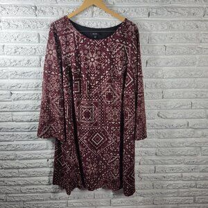 Alyx Dress Size 20W Brown Geometric Knit Lined Long Sleeve Casual GEO36E